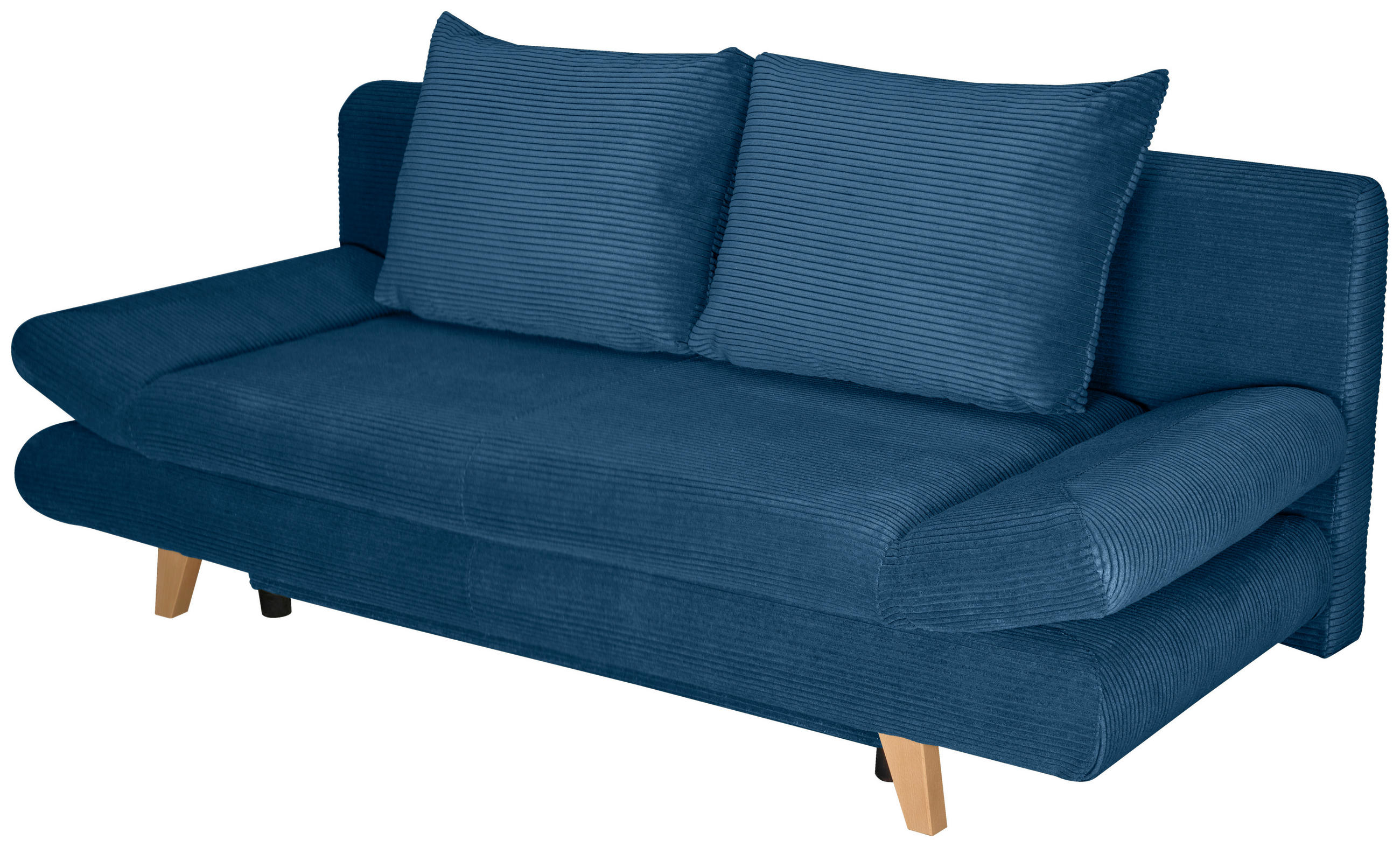 SCHLAFSOFA Cord Blau  - Blau/Buchefarben, KONVENTIONELL, Holz/Textil (200/75/85cm) - Carryhome