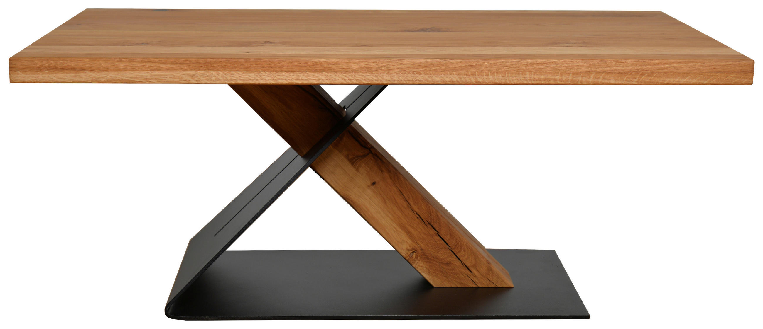 COUCHTISCH Eiche Schichtholz, vollmassiv, 2-Schicht rechteckig Schwarz, Eichefarben - Eichefarben/Schwarz, Natur, Holz/Metall (110/70/45cm) - Linea Natura