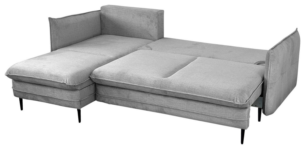 ECKSOFA in Flachgewebe Grau  170/235 cm  - Schwarz/Grau, Design, Holz/Kunststoff (170/235cm) - MID.YOU