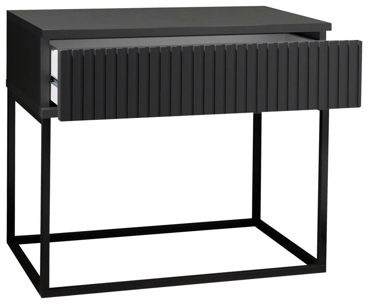 NOČNA OMARICA, barve grafita, črna  - črna/barve grafita, Moderno, kovina/leseni material (60/52/38,5cm) - Livetastic