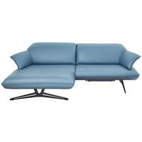 ECKSOFA in Echtleder Blau  169/252 cm  - Blau/Beige, Design, Leder/Metall (169/252cm) - Koinor