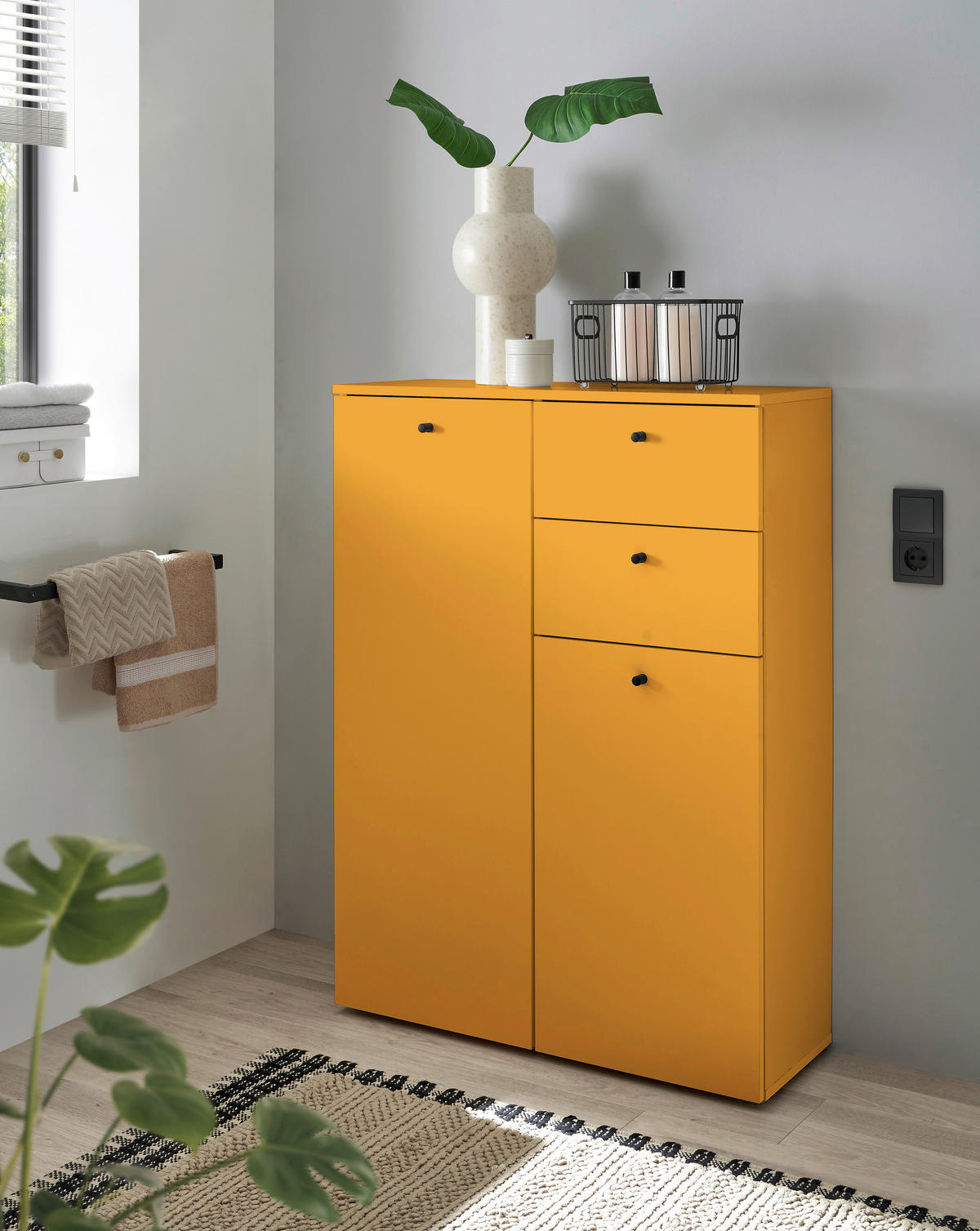 MIDISCHRANK 80/110/30 cm  - Gelb/Schwarz, Modern, Holzwerkstoff/Kunststoff (80/110/30cm) - MID.YOU