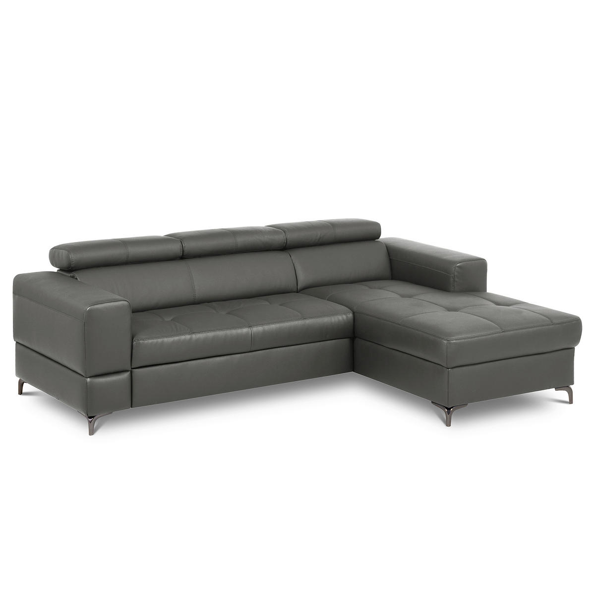 ECKSOFA  in Lederlook Echtleder Anthrazit  - Anthrazit/Schwarz, Design, Leder/Textil (247/173cm) - Livetastic