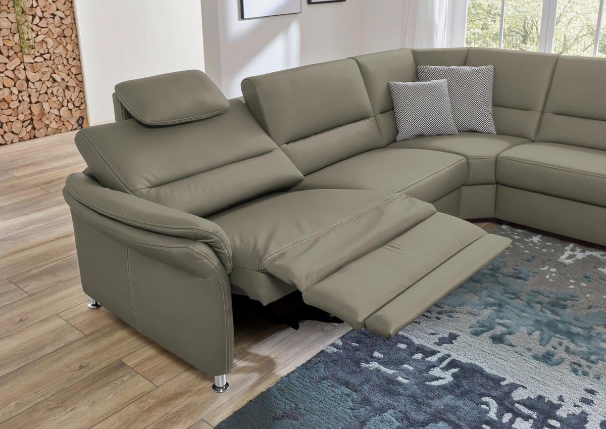 ECKSOFA in Echtleder Hellgrau  - Beige/Hellgrau, Design, Leder/Metall (288/249cm) - Beldomo Premium