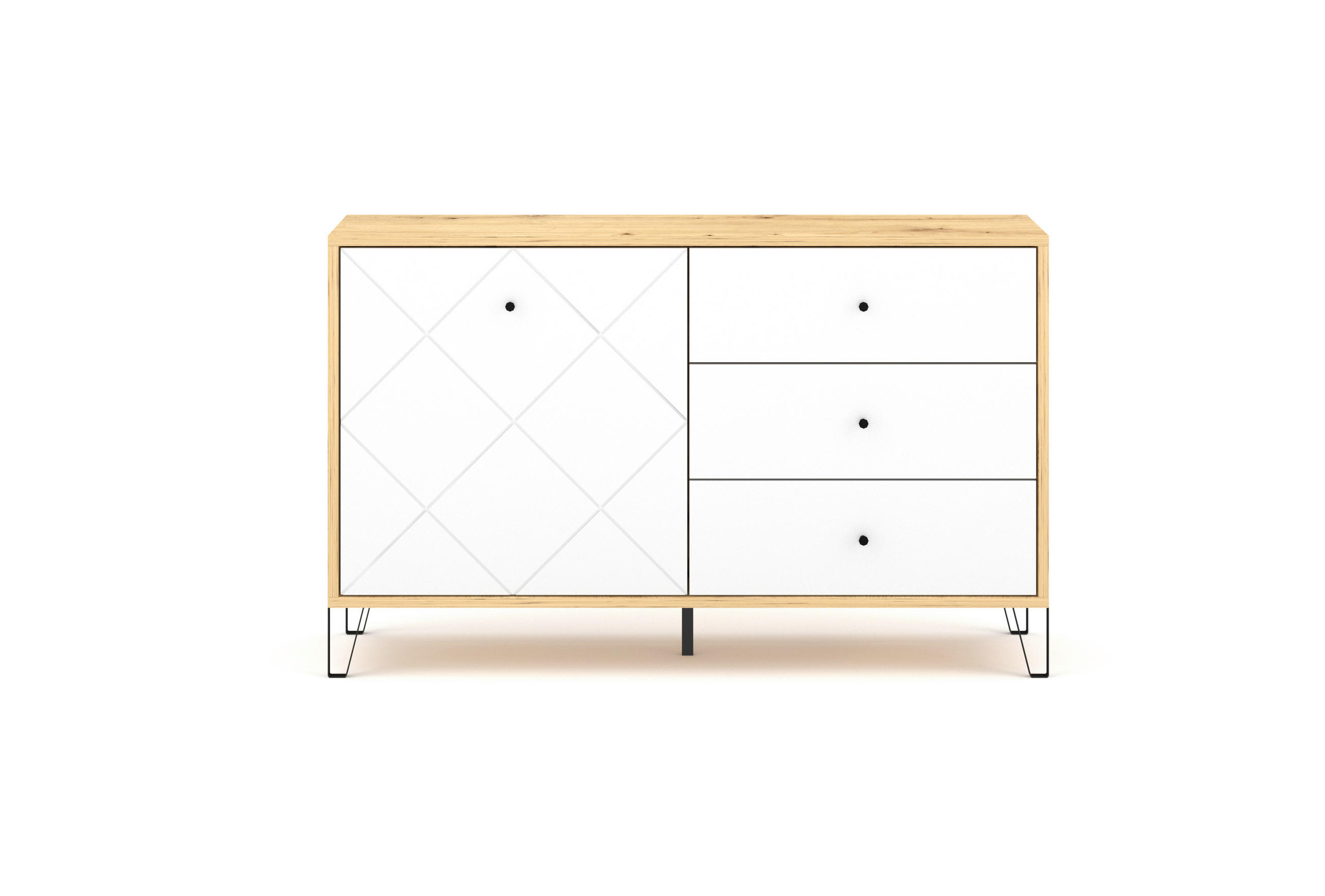 SIDEBOARD  in 123/75/40 cm  - Schwarz/Weiß, Design, Holzwerkstoff/Metall (123/75/40cm) - Livetastic