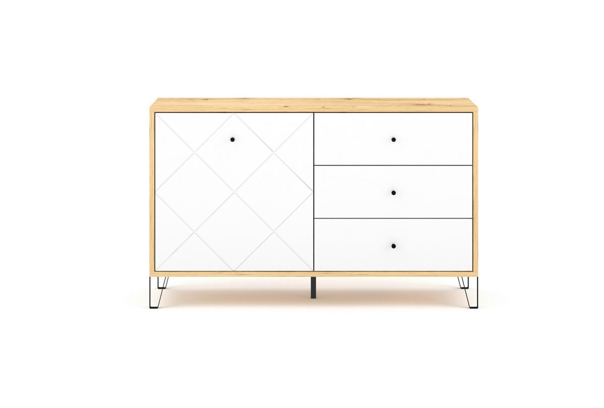 SIDEBOARD  in 123/75/40 cm  - Schwarz/Weiß, Design, Holzwerkstoff/Metall (123/75/40cm) - Livetastic