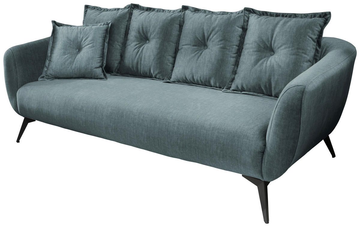 3-SITZER-SOFA in Velours Blau  - Blau/Schwarz, Modern, Holz/Textil (236/94/103cm) - Livetastic