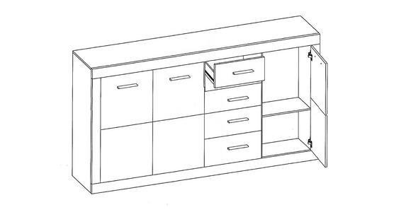 KOMMODE 152/88/37 cm  in Weiß, Sonoma Eiche  - Silberfarben/Alufarben, Design, Holz/Holzwerkstoff (152/88/37cm) - Xora