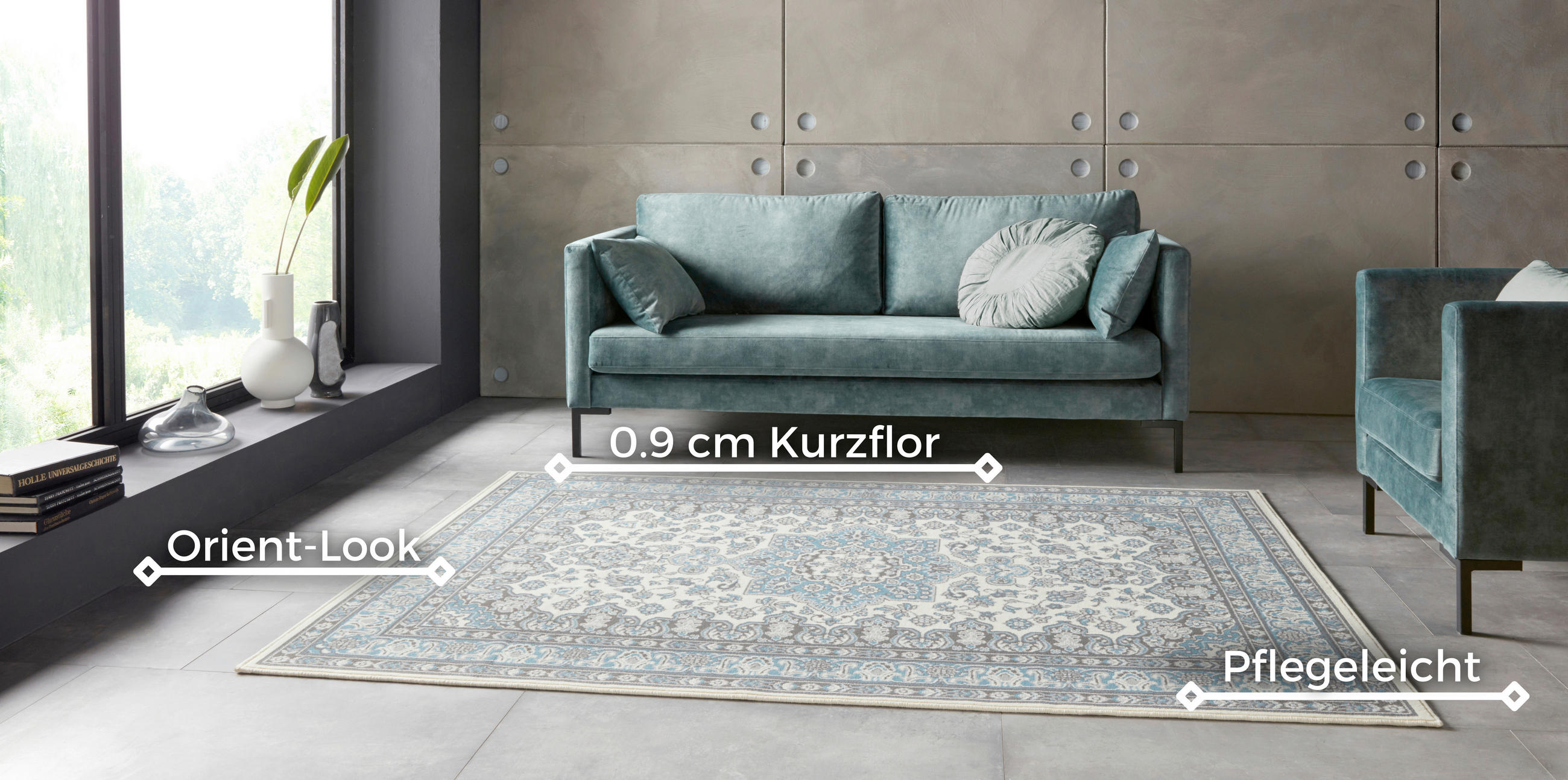 ORIENTTEPPICH 80/150 cm Mirkan Creme, Hellblau  - Creme/Hellblau, Basics, Kunststoff/Textil (80/150cm)
