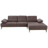 ECKSOFA Mokka Mikrofaser  - Beige/Bronzefarben, Design, Textil/Metall (298/176cm) - Valnatura