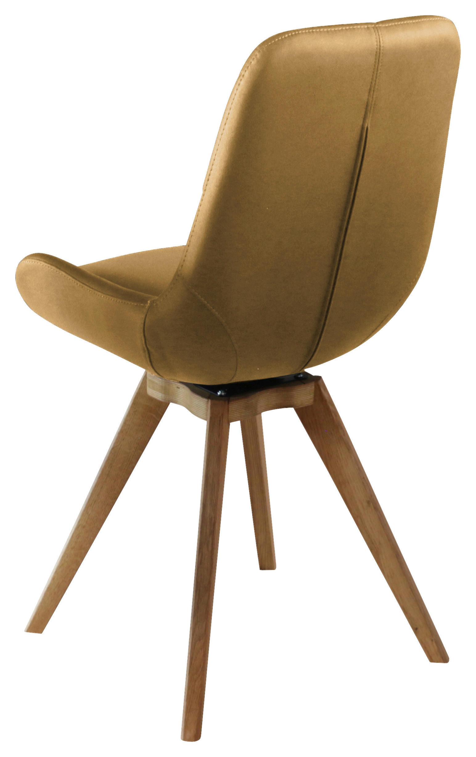 STUHL  in Lederlook (vegan) Holz, Textil  - Eichefarben/Cognac, KONVENTIONELL, Holz/Textil (58/87/64,5cm) - Linea Natura