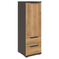 HIGHBOARD  in 40/122/42 cm  - Eichefarben/Graphitfarben, KONVENTIONELL, Holzwerkstoff/Metall (40/122/42cm) - Xora