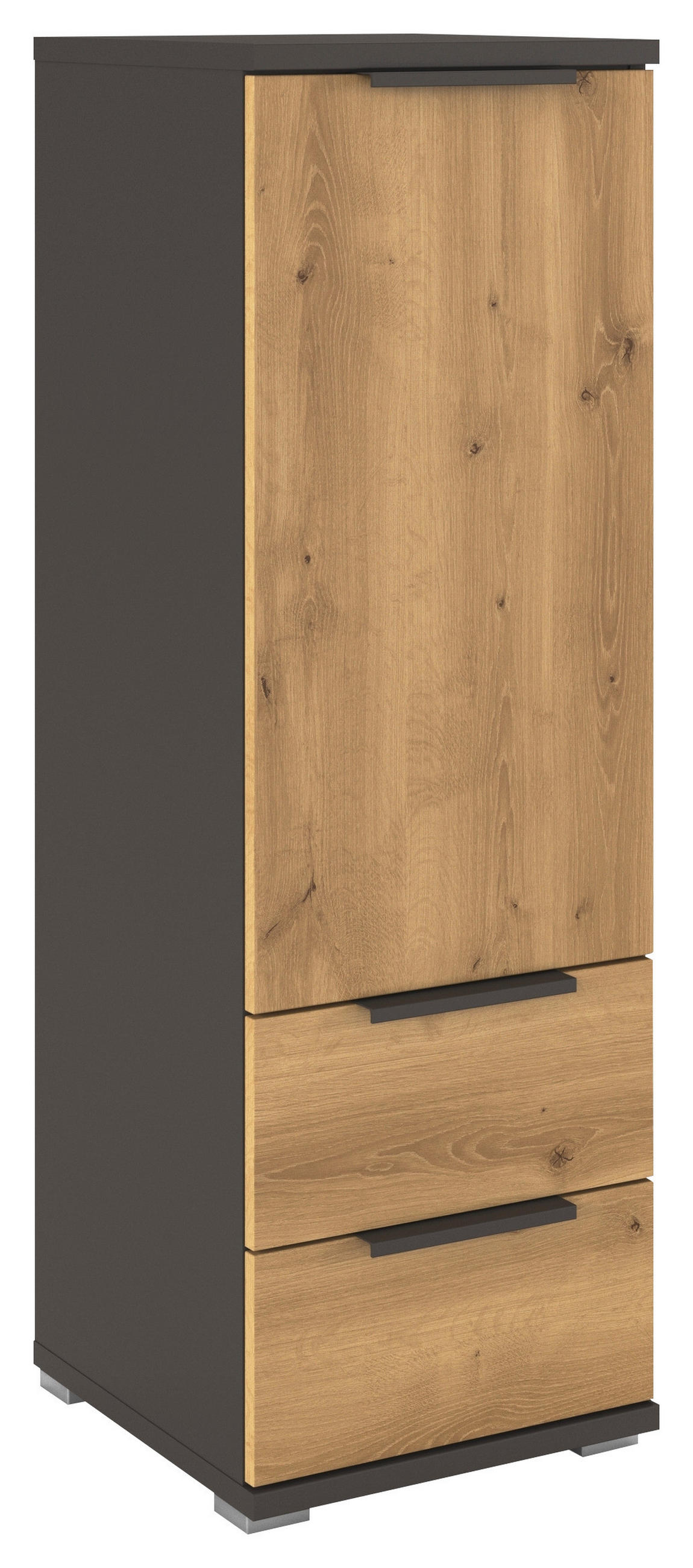 HIGHBOARD  in 40/122/42 cm  - Eichefarben/Graphitfarben, KONVENTIONELL, Holzwerkstoff/Metall (40/122/42cm) - Xora