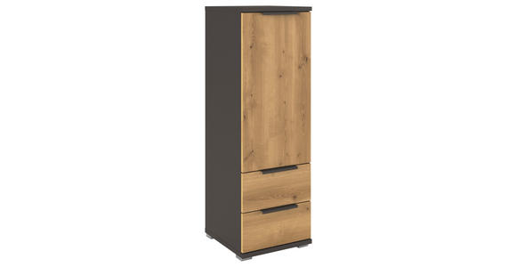 HIGHBOARD Graphitfarben, Eichefarben Befestigungsmaterial, Einlegeböden  - Eichefarben/Graphitfarben, KONVENTIONELL, Holzwerkstoff/Metall (40/122/42cm) - Xora