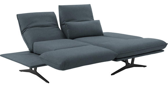 ECKSOFA in Echtleder Blau  - Blau/Schwarz, Design, Leder/Metall (210/130cm) - Dieter Knoll