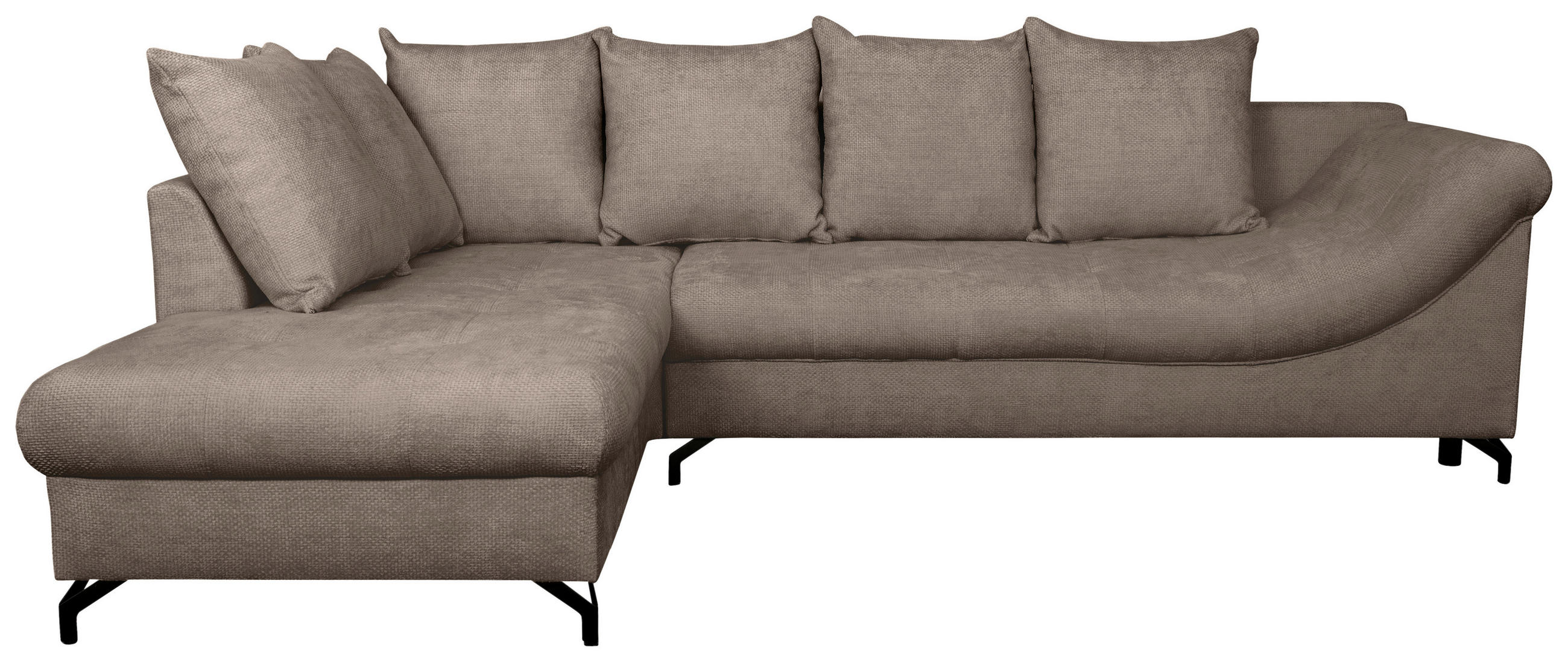 ECKSOFA Braun Struktur  - Schwarz/Braun, KONVENTIONELL, Textil/Metall (194/274cm) - Carryhome