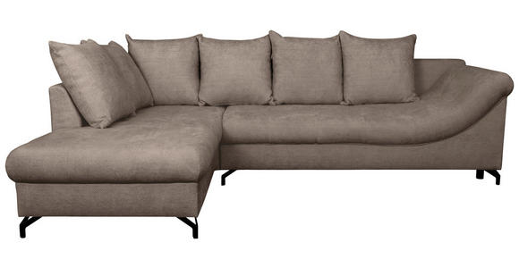 ECKSOFA Braun Struktur  inkl. Rückenkissen, Bettkasten, Schlaffunktion, Rücken echt, Liegefläche im Originalstoff  - Schwarz/Braun, KONVENTIONELL, Textil/Metall (194/274cm) - Carryhome