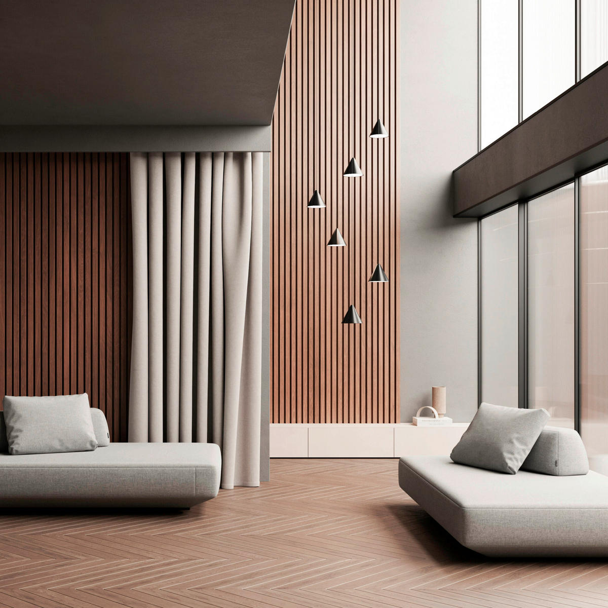 AKUSTIKPANEEL Echtholz 60/270/2,1 cm  - Walnussfarben, Basics, Holzwerkstoff (60/270/2,1cm)