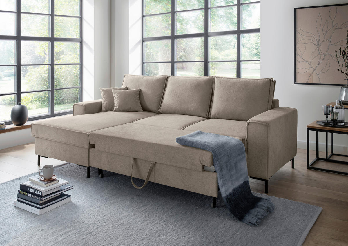 KUTNA GARNITURA tekstil  taupe   - crna/taupe, Moderno, tekstil/metal (150/240cm) - Livetastic