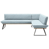 ECKBANK 223/163 cm Webstoff Schwarz, Eichefarben, Hellblau Eiche massiv Metall   - Eichefarben/Schwarz, Design, Holz/Textil (223/163cm) - Voleo