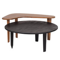 COUCHTISCH Akazie massiv 80/40/50 cm Naturfarben, Schwarz  - Schwarz/Naturfarben, KONVENTIONELL, Holz (80/40/50cm) - Livetastic