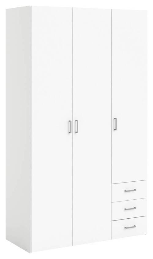 KLEIDERSCHRANK 115,8/200,4/49,5 cm 3-türig Weiß  - Silberfarben/Weiß, Basics, Holzwerkstoff/Metall (115,8/200,4/49,5cm) - MID.YOU