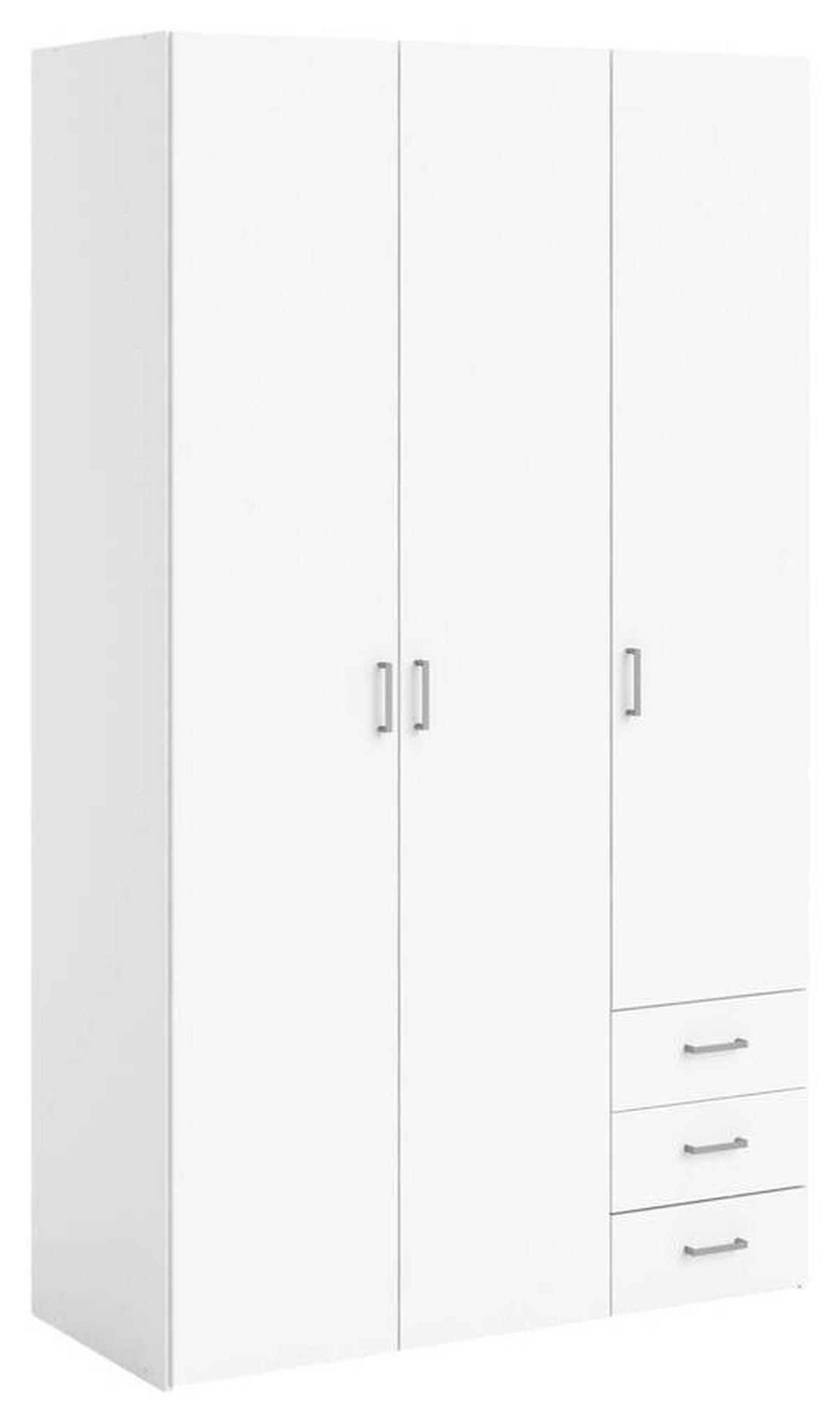 KLEIDERSCHRANK in Weiss  - Weiss/Silberfarben, Basics, Holzwerkstoff/Metall (115,8/200,4/49,5cm) - MID.YOU
