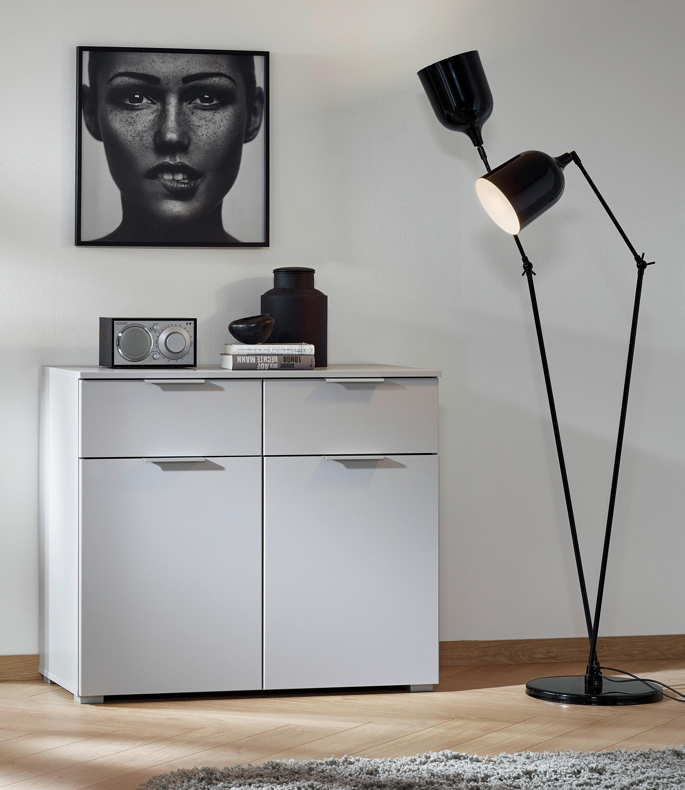 BYRÅ 93/81/42 cm - ljusgrå/aluminiumfärg, Modern, trämaterial (93/81/42cm) - Rauch Möbel