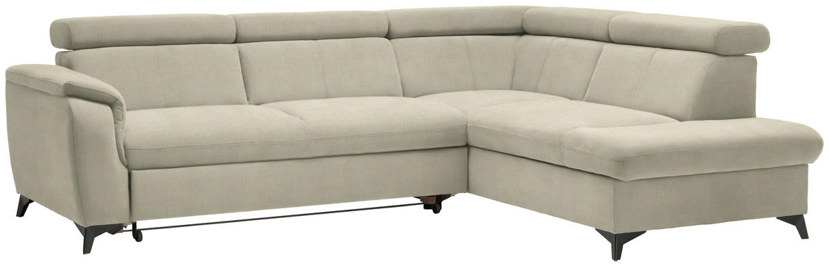ECKSOFA in Flachgewebe Creme  - Creme/Schwarz, Design, Textil/Metall (260/203cm) - Stylife