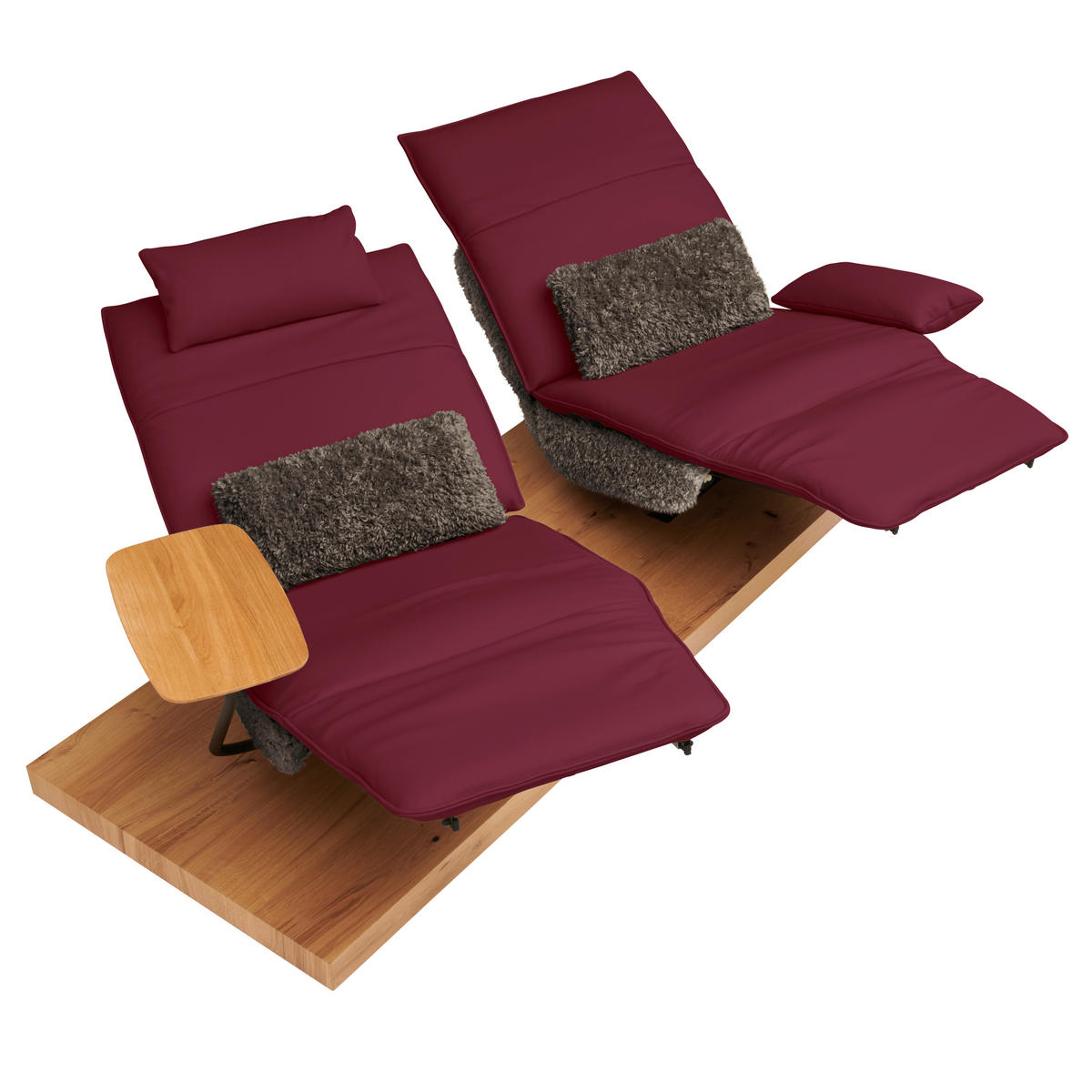 2-SITZER-SOFA  in Hochflor Echtleder Rot, Dunkelbraun  - Dunkelbraun/Rot, Design, Leder/Holz (240/65/104cm) - Koinor