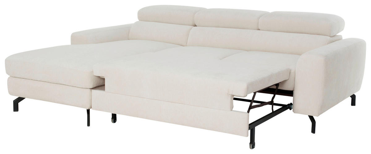 ECKSOFA LARGO in Chenille Creme  177/226 cm  - Creme/Schwarz, Design, Textil/Metall (177/226cm) - Livetastic