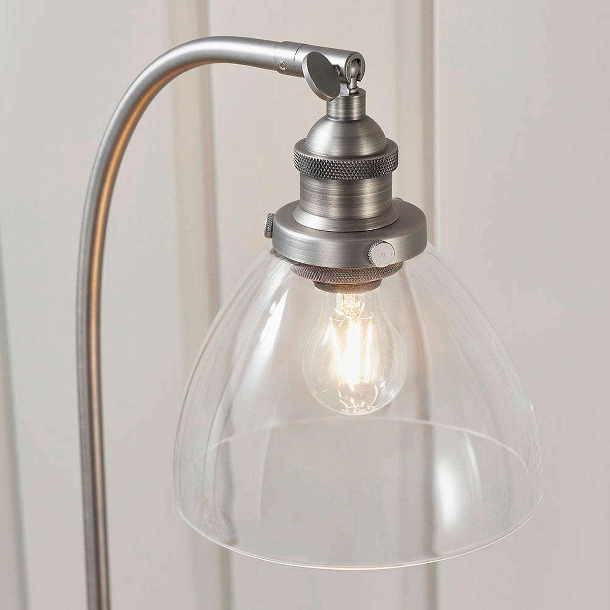 TISCHLEUCHTE 15/53 cm   - Klar/Grau, KONVENTIONELL, Glas/Metall (15/53cm)