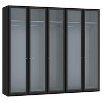 DREHTÜRENSCHRANK in Schwarz  - Silberfarben/Schwarz, Design, Glas/Holzwerkstoff (253/236/59cm) - Jutzler