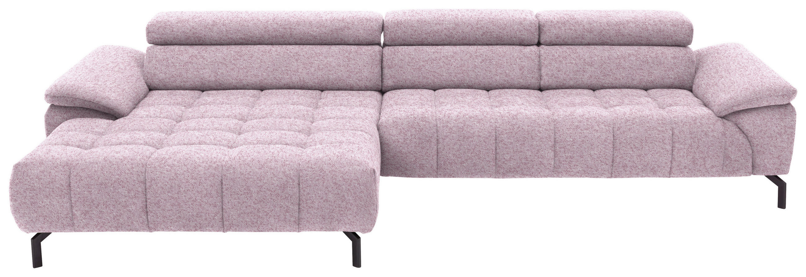 ECKSOFA in Chenille Rosa  - Schwarz/Rosa, Design, Textil/Metall (190/329cm) - Beldomo Style