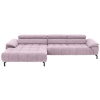 ECKSOFA in Chenille Rosa  - Schwarz/Rosa, Design, Textil/Metall (190/329cm) - Beldomo Style
