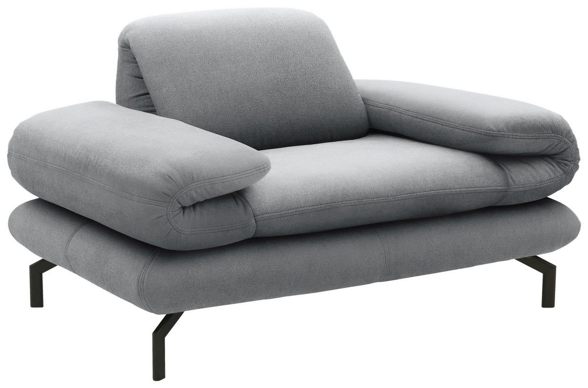 SESSEL Webstoff Silberfarben    - Silberfarben/Schwarz, Design, Textil/Metall (139 (197)/83 (110)/98cm) - LOOKS by W.Joop