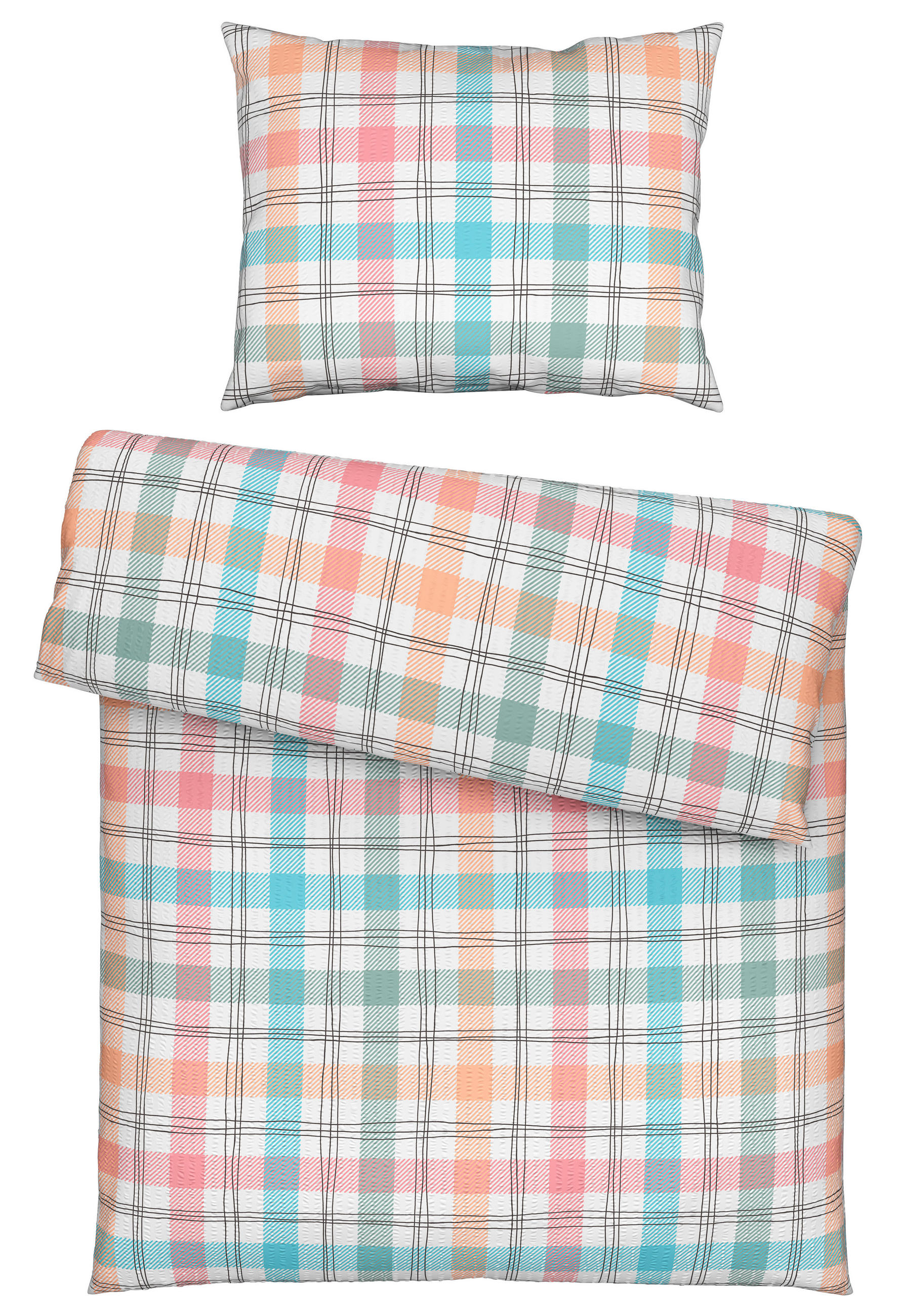 POSTEĽNÁ BIELIZEŇ, seersucker, viacfarebná, 140/200 cm - viacfarebná, Konventionell, textil (140/200cm) - Esposa