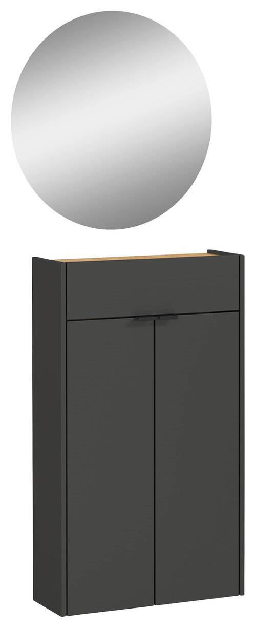 GARDEROBE 2-teilig  in 56/200/22 cm  - Eichefarben/Graphitfarben, Design, Glas/Holzwerkstoff (56/200/22cm)