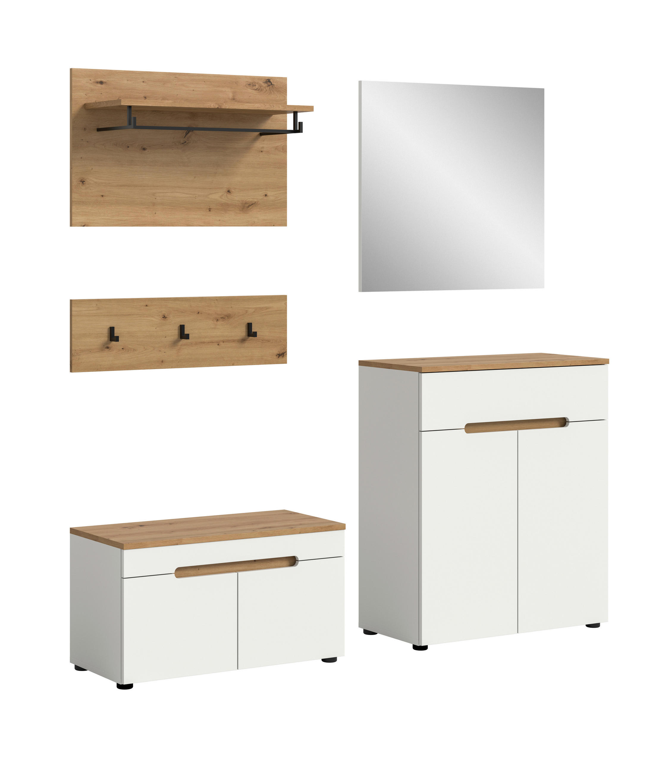 GARDEROBE 4-teilig  in 175/190/37 cm  - Weiß/Eiche Artisan, Design, Holzwerkstoff (175/190/37cm) - MID.YOU