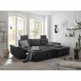 ECKSOFA Schwarz Mikrovelours  - Schwarz, KONVENTIONELL, Kunststoff/Textil (275/170cm) - Carryhome