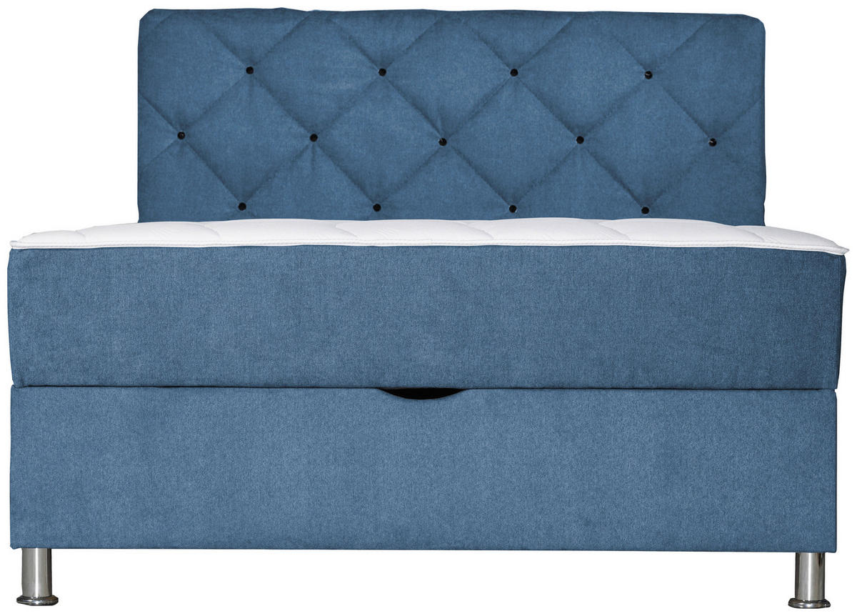 BOXBETT 120/200 cm  in Blau  - Chromfarben/Blau, Design, Kunststoff/Textil (120/200cm) - Boxxx