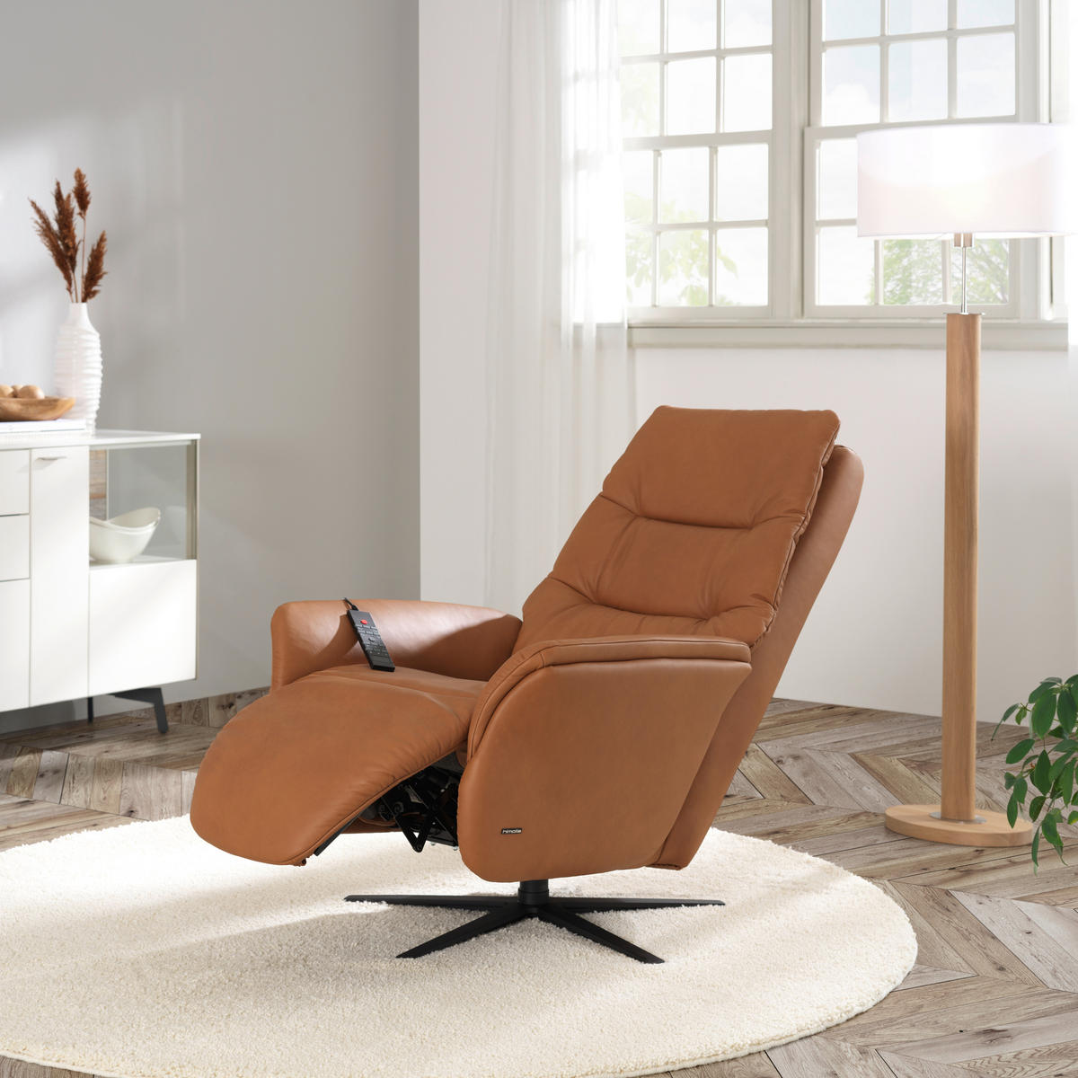 MASSAGESESSEL in Cognac  - Cognac/Anthrazit, Konventionell, Leder/Metall (74/114/97cm) - Himolla