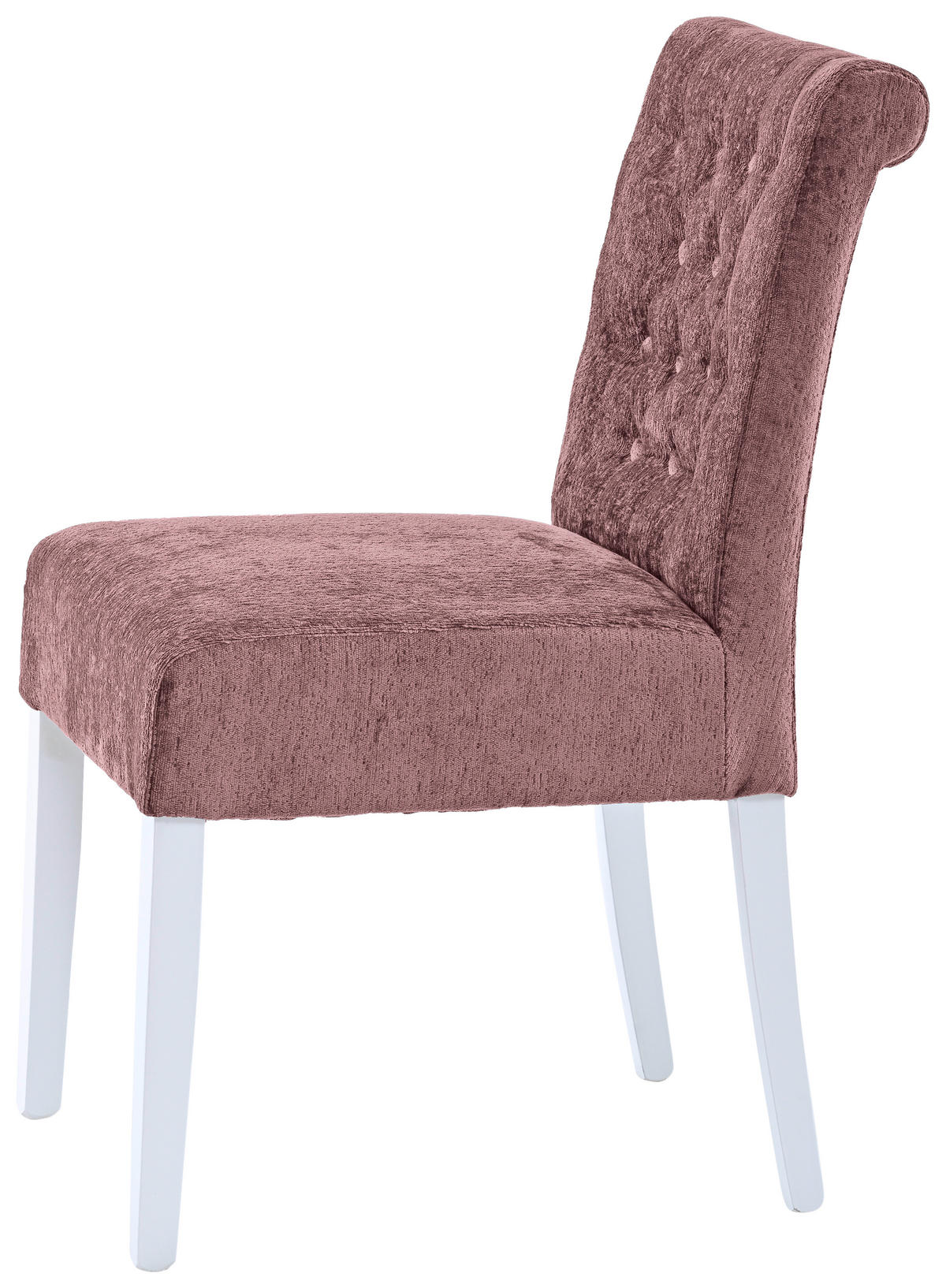 STUHL Chenille Weiß, Altrosa Buche massiv  - Altrosa/Weiß, KONVENTIONELL, Holz/Textil (46,5/91/65cm) - Cantus