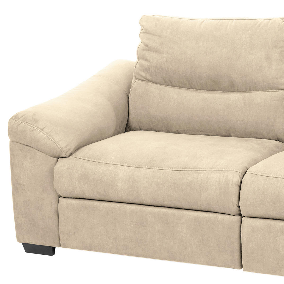 2,5-SITZER Flachgewebe Beige  - Beige/Schwarz, Design, Holz/Textil (214/97/97cm) - Livetastic