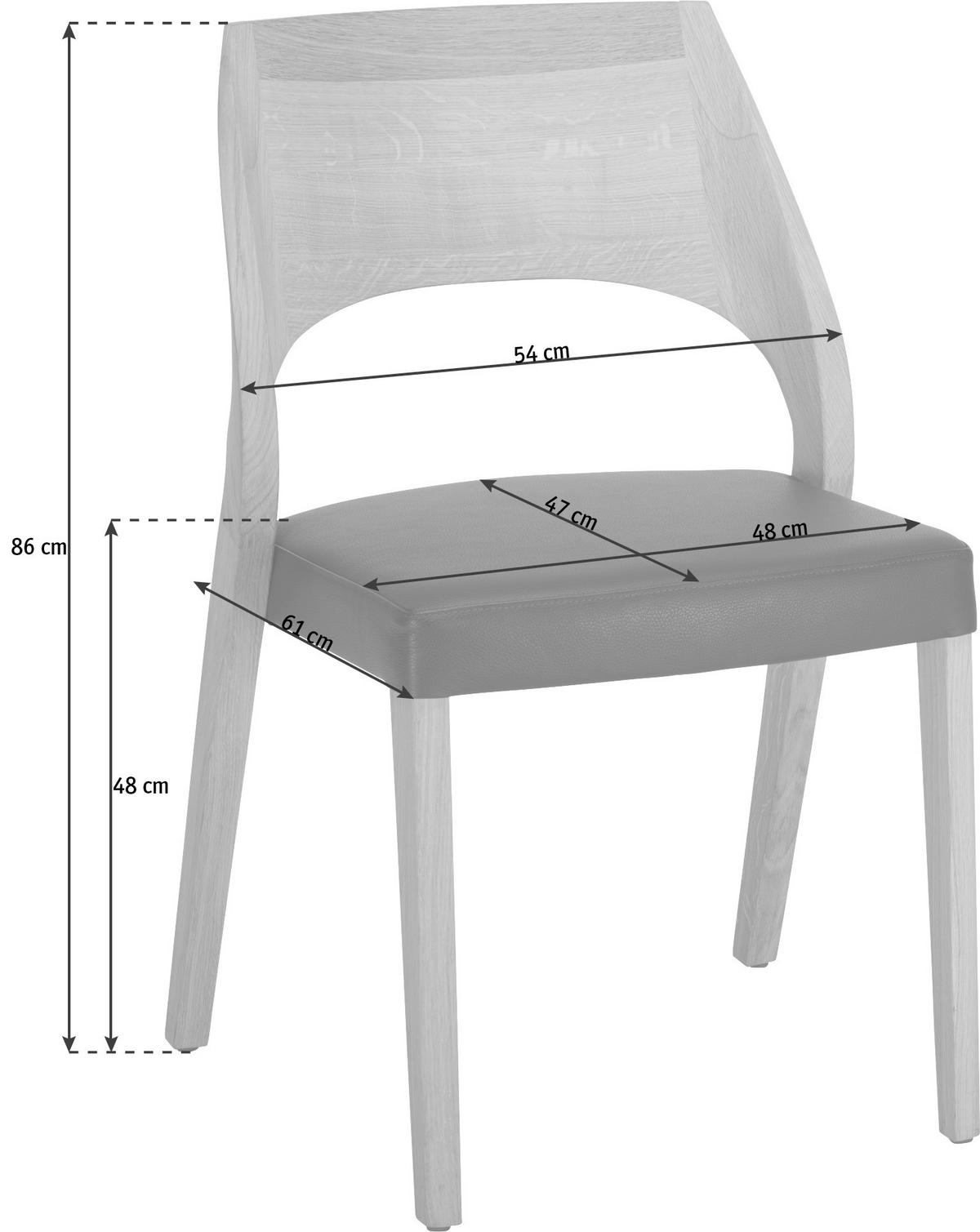 STUHL Echtleder Eichefarben, Hellbraun Wildeiche massiv  - Hellbraun/Eichefarben, Natur, Leder/Holz (54/86/61cm) - Voglauer