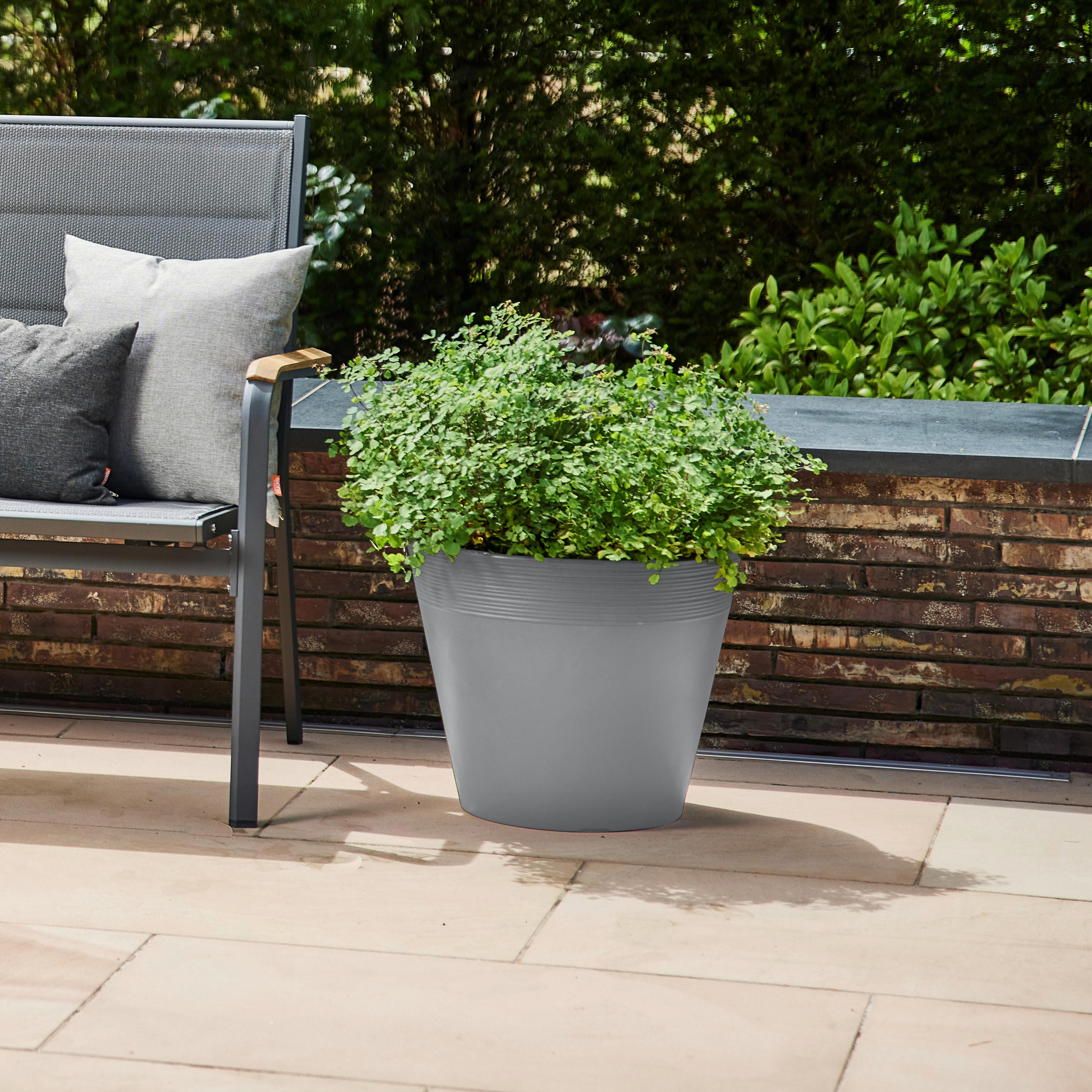 PFLANZENTOPF   - Grau, Basics, Kunststoff (58/48cm) - Siena Garden