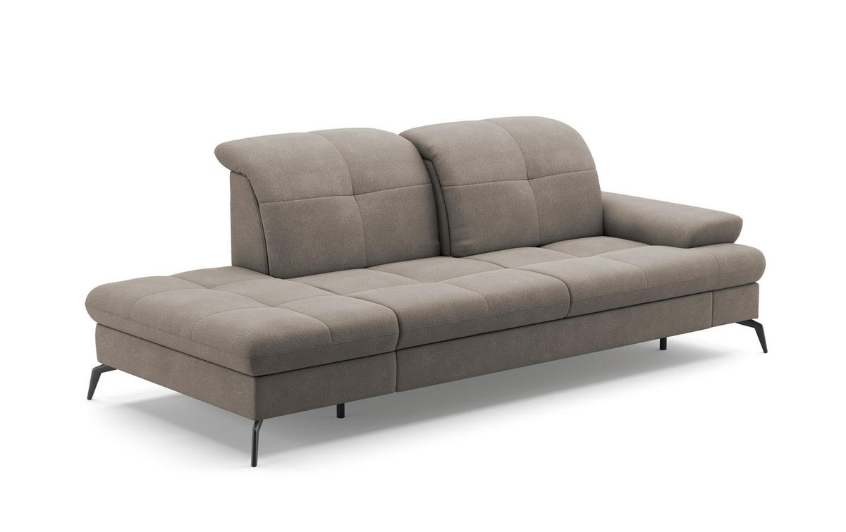 RÉCAMIERE Schlammfarben Flachgewebe  - Schlammfarben/Schwarz, KONVENTIONELL, Textil/Metall (231/90/122cm) - Sit & More