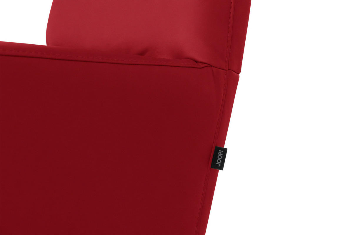 RELAXSESSEL in Leder Rot  - Rot/Schwarz, MODERN, Leder/Metall (66/110/83cm) - Joop!