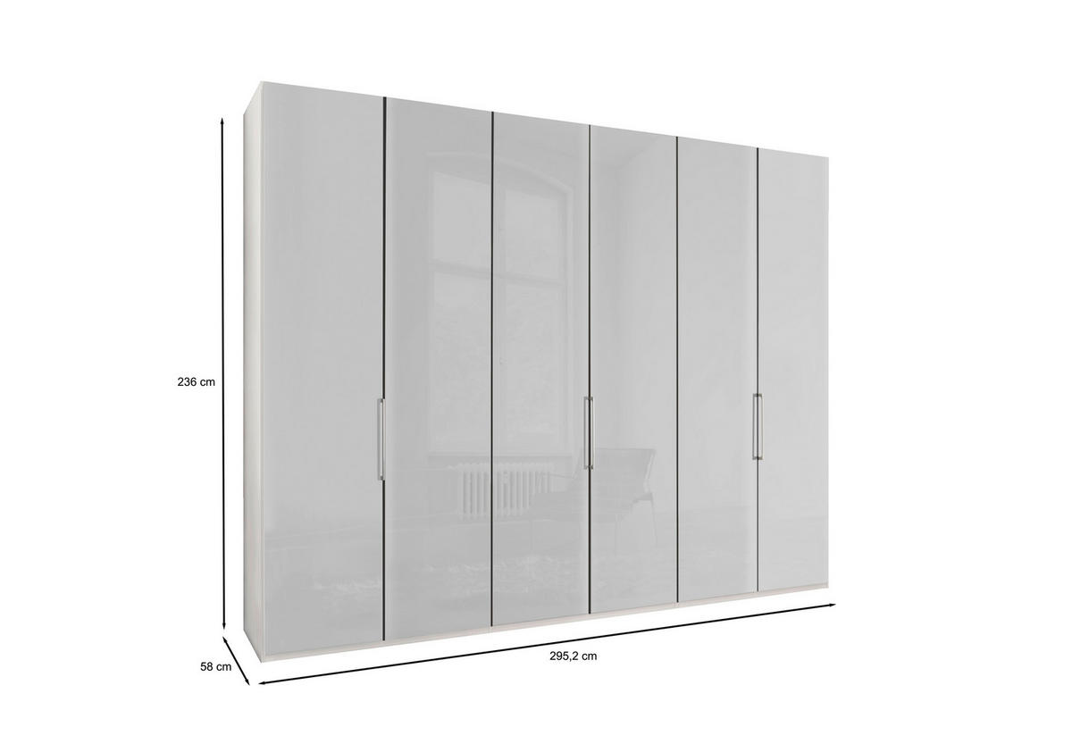 FALTTÜRENSCHRANK in Weiss  - Chromfarben/Weiss, Konventionell, Glas/Holzwerkstoff (300/236/58cm) - Dieter Knoll