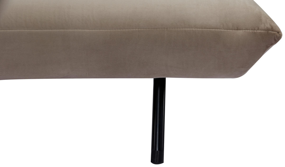 SCHLAFSOFA in Samt Taupe  - Taupe/Schwarz, MODERN, Textil/Metall (185/82/62cm) - MID.YOU